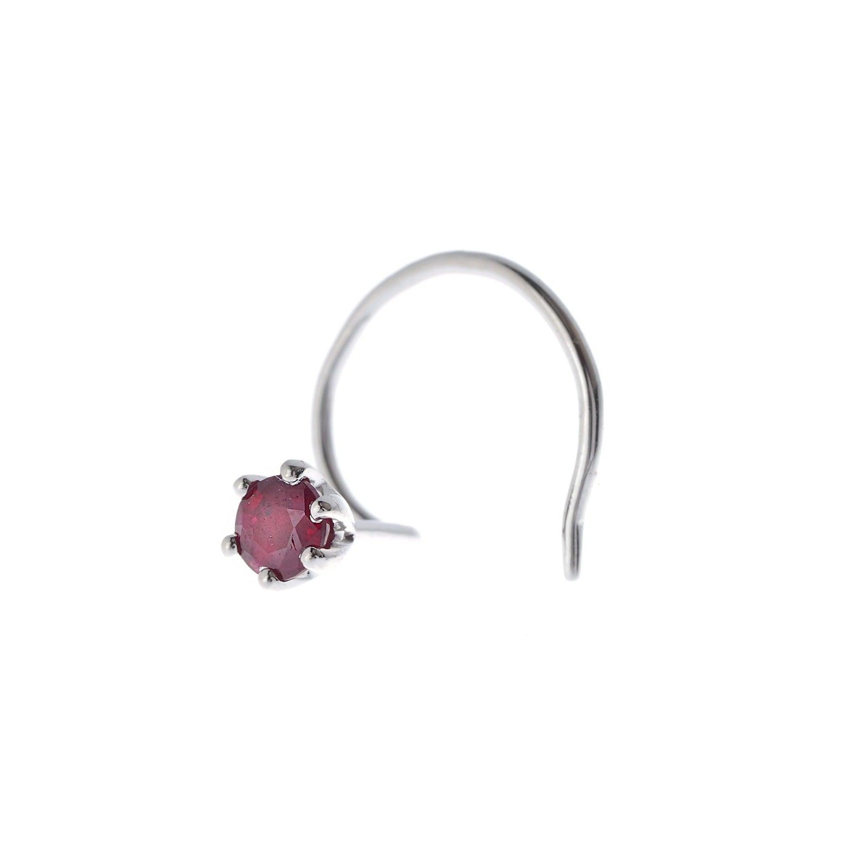 18ct Gold Emerald┋Ruby┋Sapphire Wire Coil Back Nose Stud (0.02ct - 0.10ct)