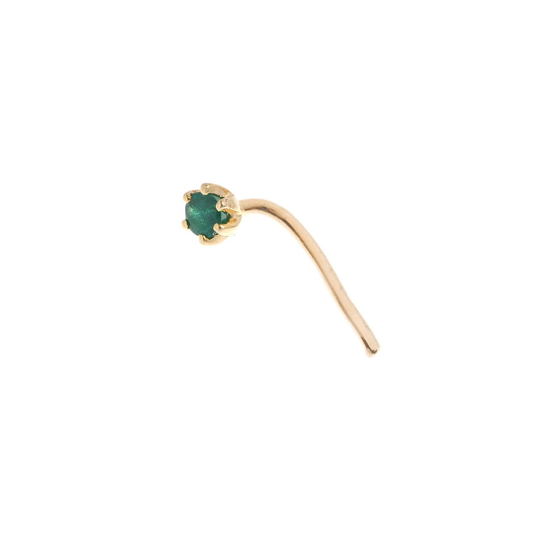 18ct Gold Emerald┋Ruby┋Sapphire L Shape Back Nose Stud (0.02ct - 0.10ct) - Minar Jewellers