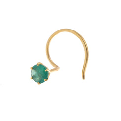 18ct Gold Emerald┋Ruby┋Sapphire Wire Coil Back Nose Stud (0.02ct - 0.10ct) - Minar Jewellers