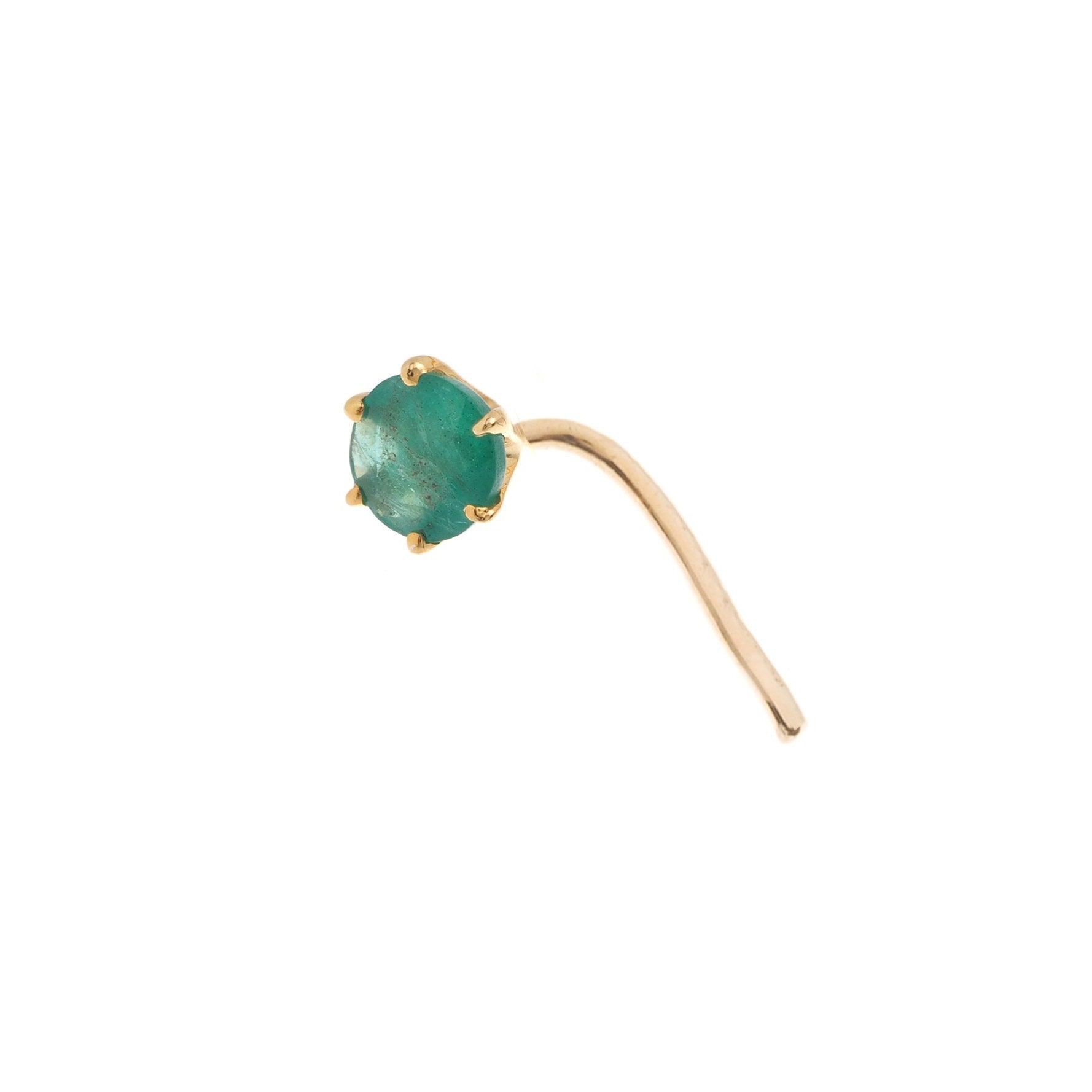 18ct Gold Emerald┋Ruby┋Sapphire L Shape Back Nose Stud (0.02ct - 0.10ct)