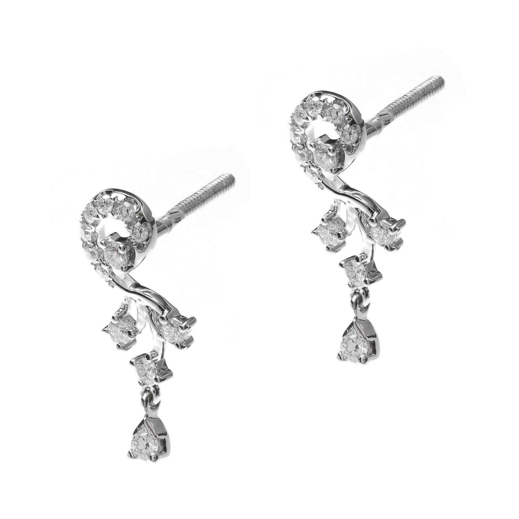 18ct White Gold Diamond Drop Earrings MCS2675