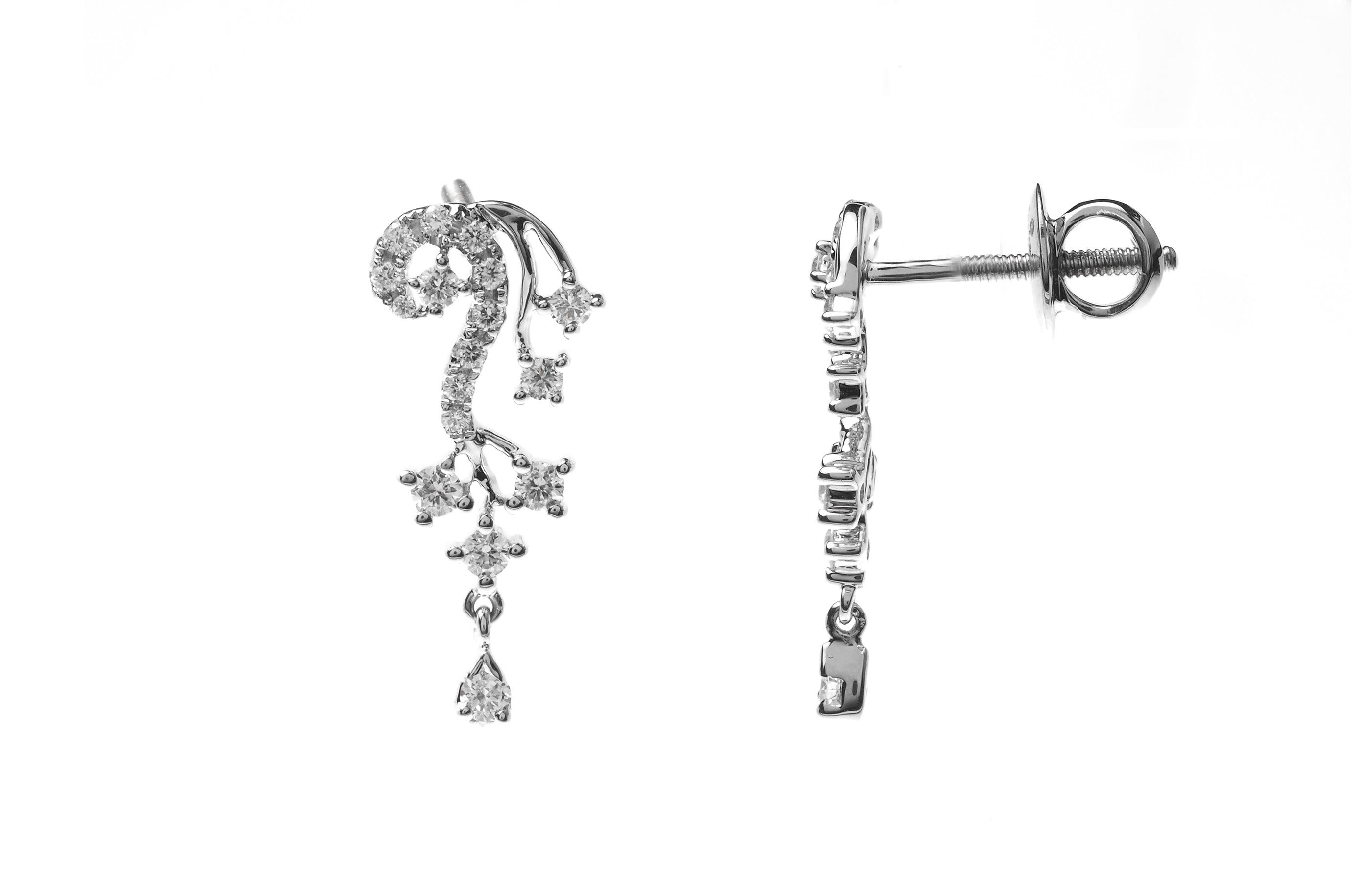18ct White Gold Diamond Drop Earrings (MCS2676) - Minar Jewellers