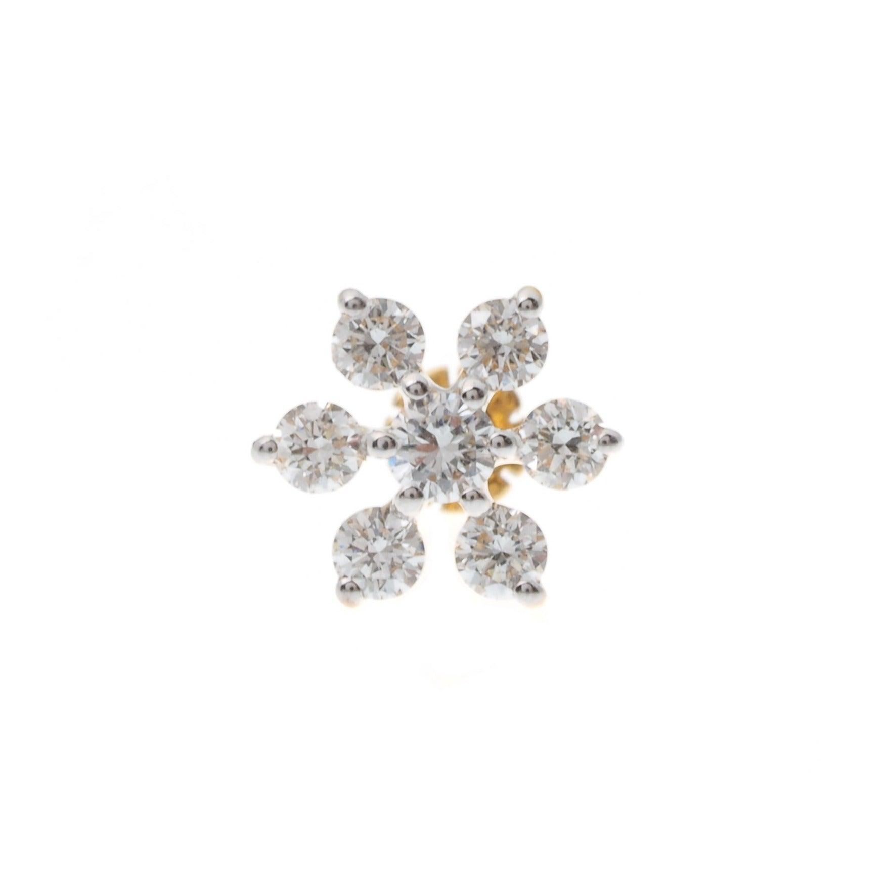 18ct Gold Cluster Diamond Screw Back Nose Stud MCS2789 - Minar Jewellers