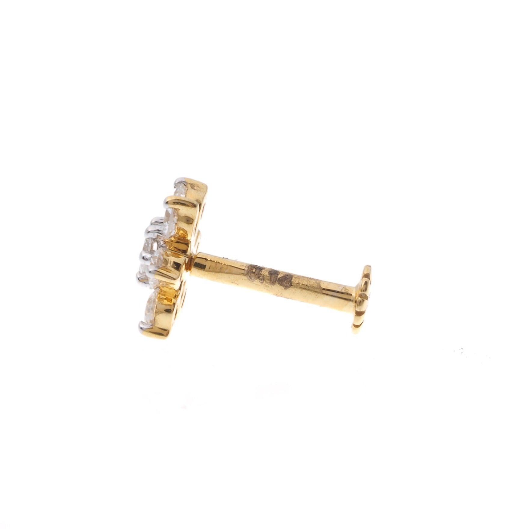 18ct Gold Cluster Diamond Screw Back Nose Stud MCS2789 - Minar Jewellers