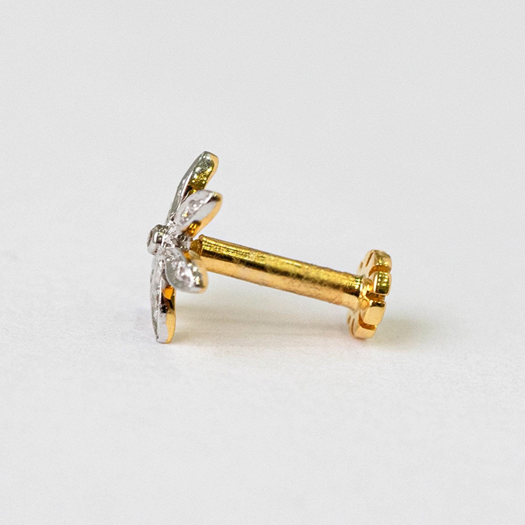 18ct Gold 0.02ct Diamond Cluster Screw Back Nose Stud MCS2793 - Minar Jewellers