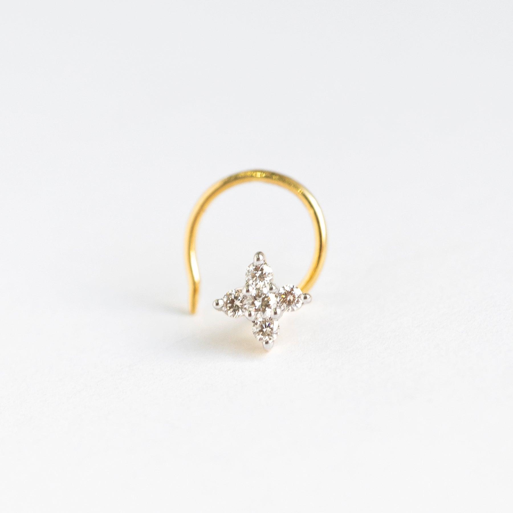 18ct Gold Diamond Cluster Wire Back Nose Stud MCS2796