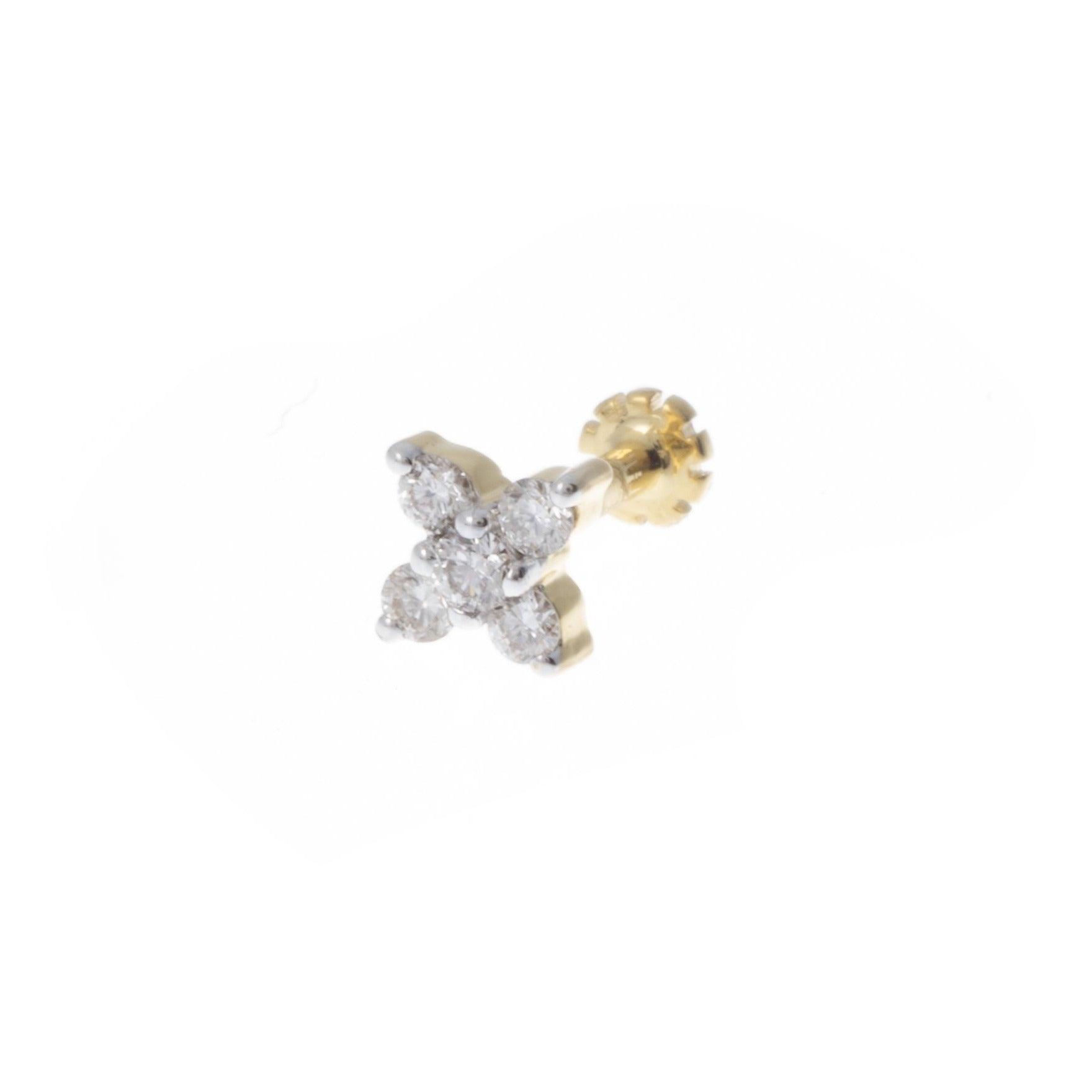 18ct Gold 0.09ct Diamond Cluster Screw Back Nose Stud MCS2796 - Minar Jewellers