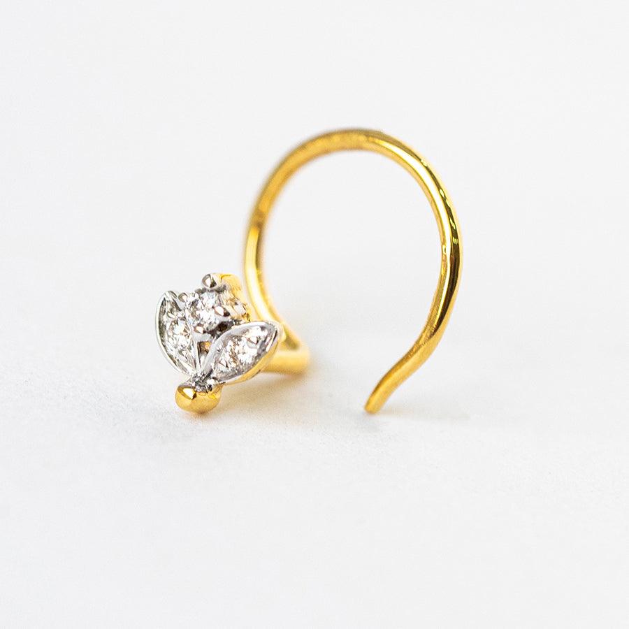 18ct Gold Diamond Cluster Wire Back Nose Stud MCS2798 - Minar Jewellers