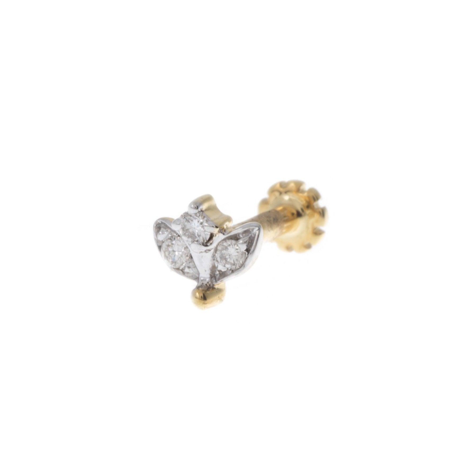 18ct Gold Cluster Diamond Screw Back Nose Stud MCS2798 - Minar Jewellers