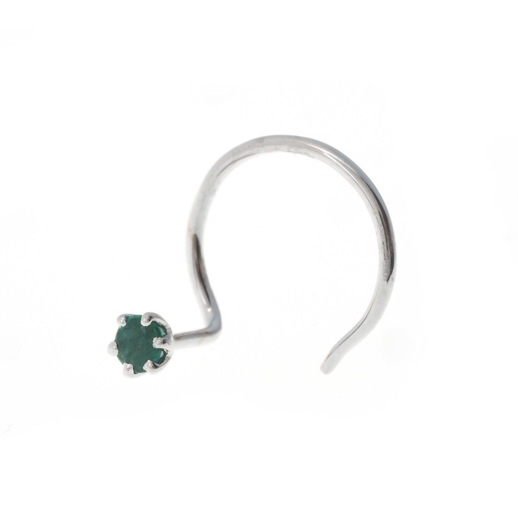 18ct Gold Emerald┋Ruby┋Sapphire Wire Coil Back Nose Stud (0.02ct - 0.10ct)