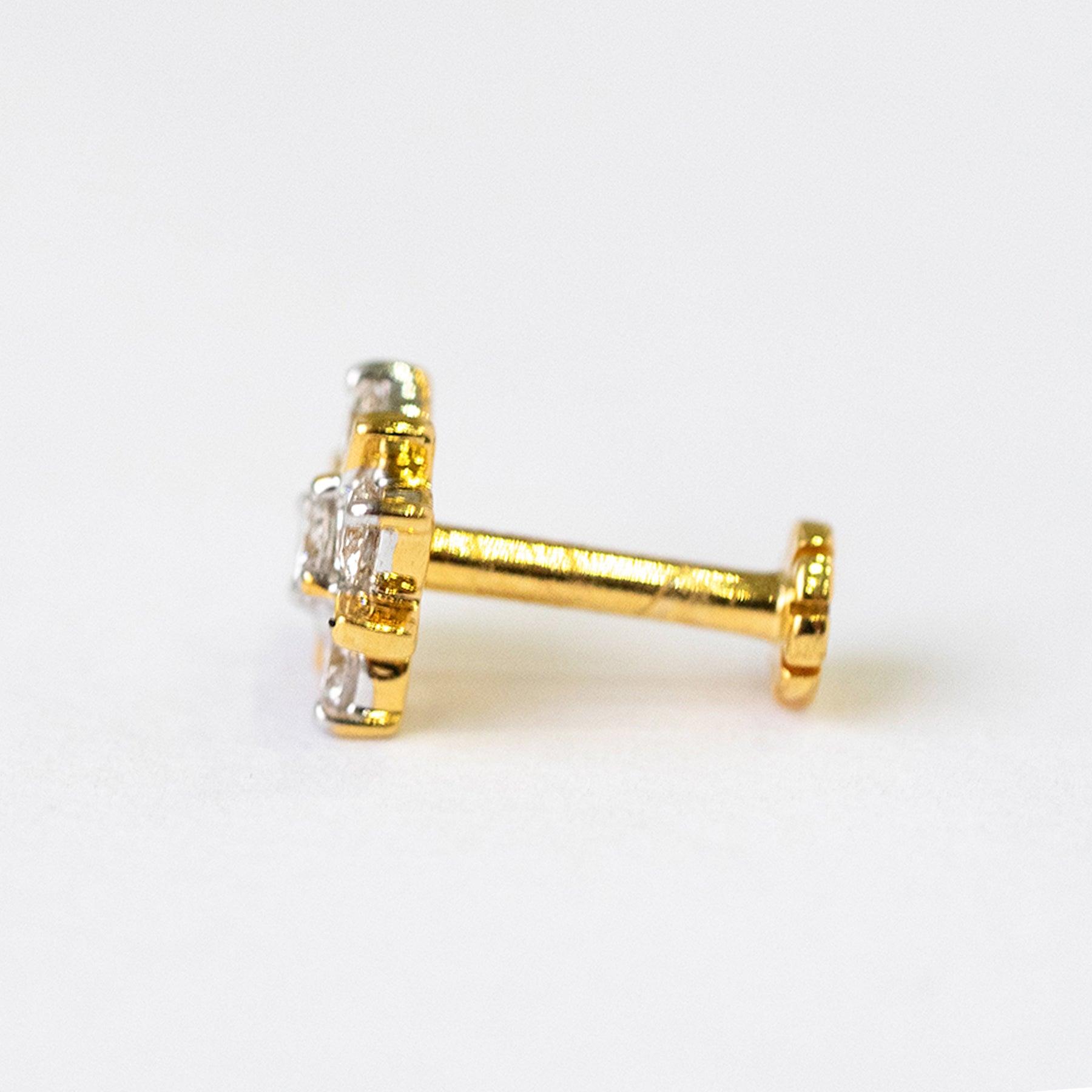 18ct Gold Diamond Cluster Screw Back Nose Stud MCS2807 - Minar Jewellers