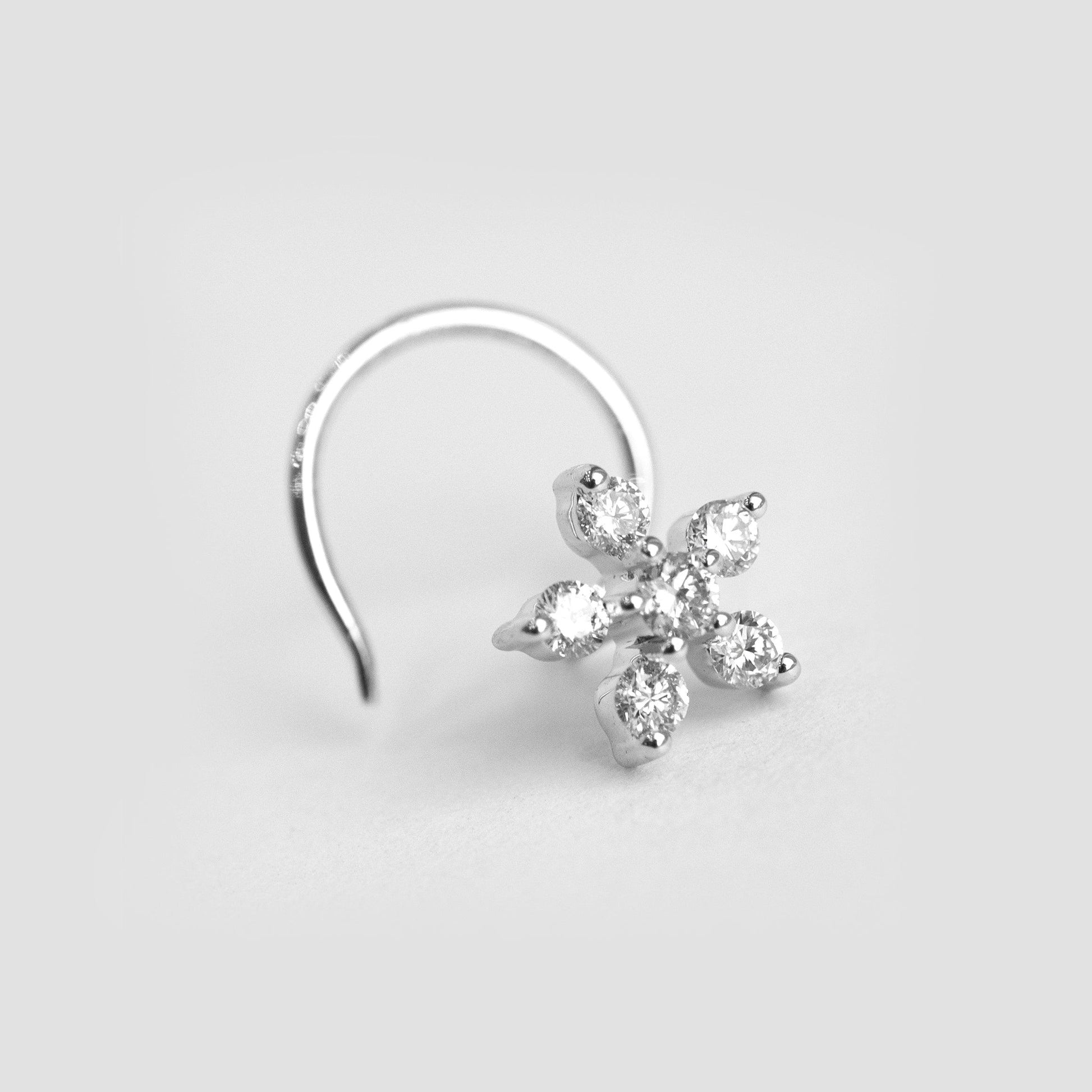18ct Gold Diamond Cluster Wire Back Nose Stud MCS2809 - Minar Jewellers