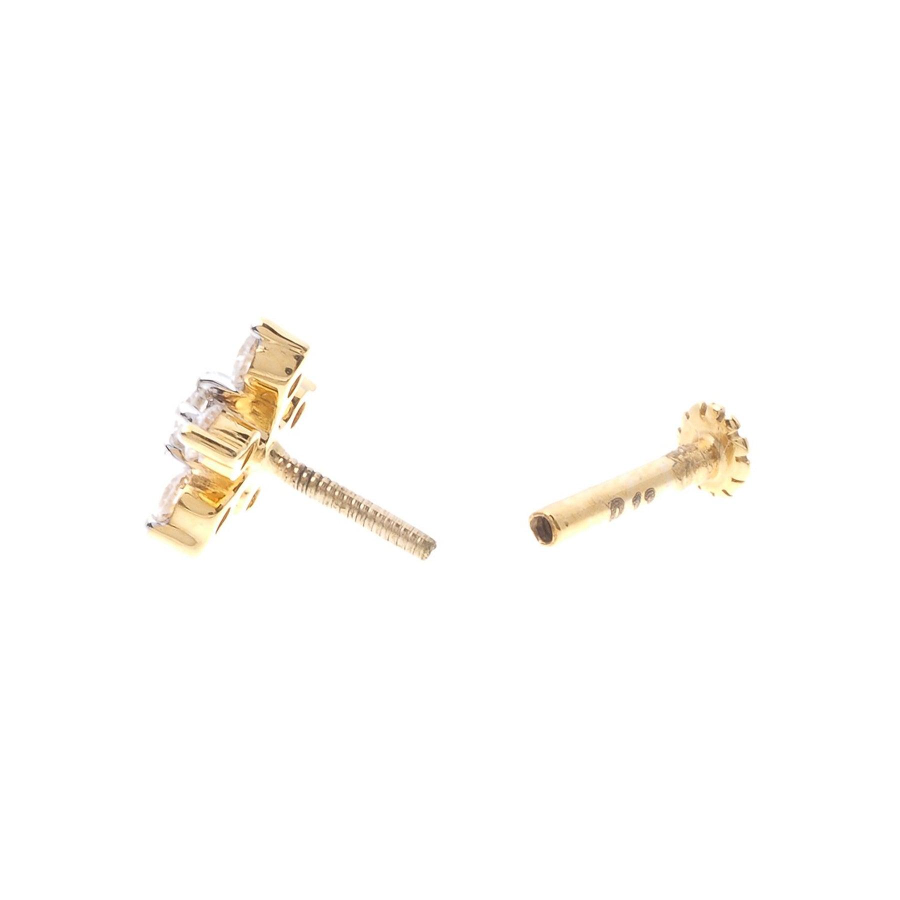 18ct Gold Diamond Cluster Screw Back Nose Stud MCS2809 - Minar Jewellers