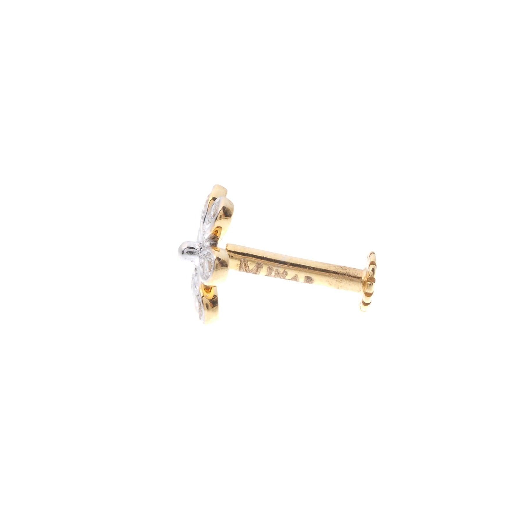 18ct Gold Diamond Cluster Screw Back Nose Stud MCS2810 - Minar Jewellers