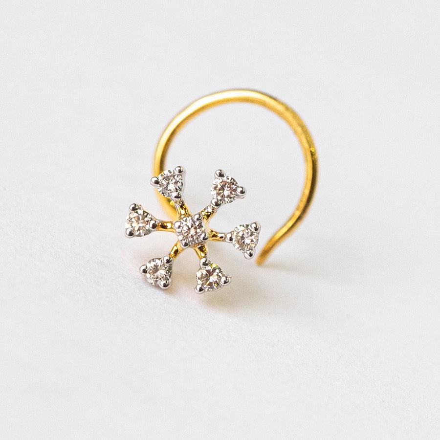 18ct Gold Diamond Cluster Wire Back Nose Stud MCS2812 - Minar Jewellers
