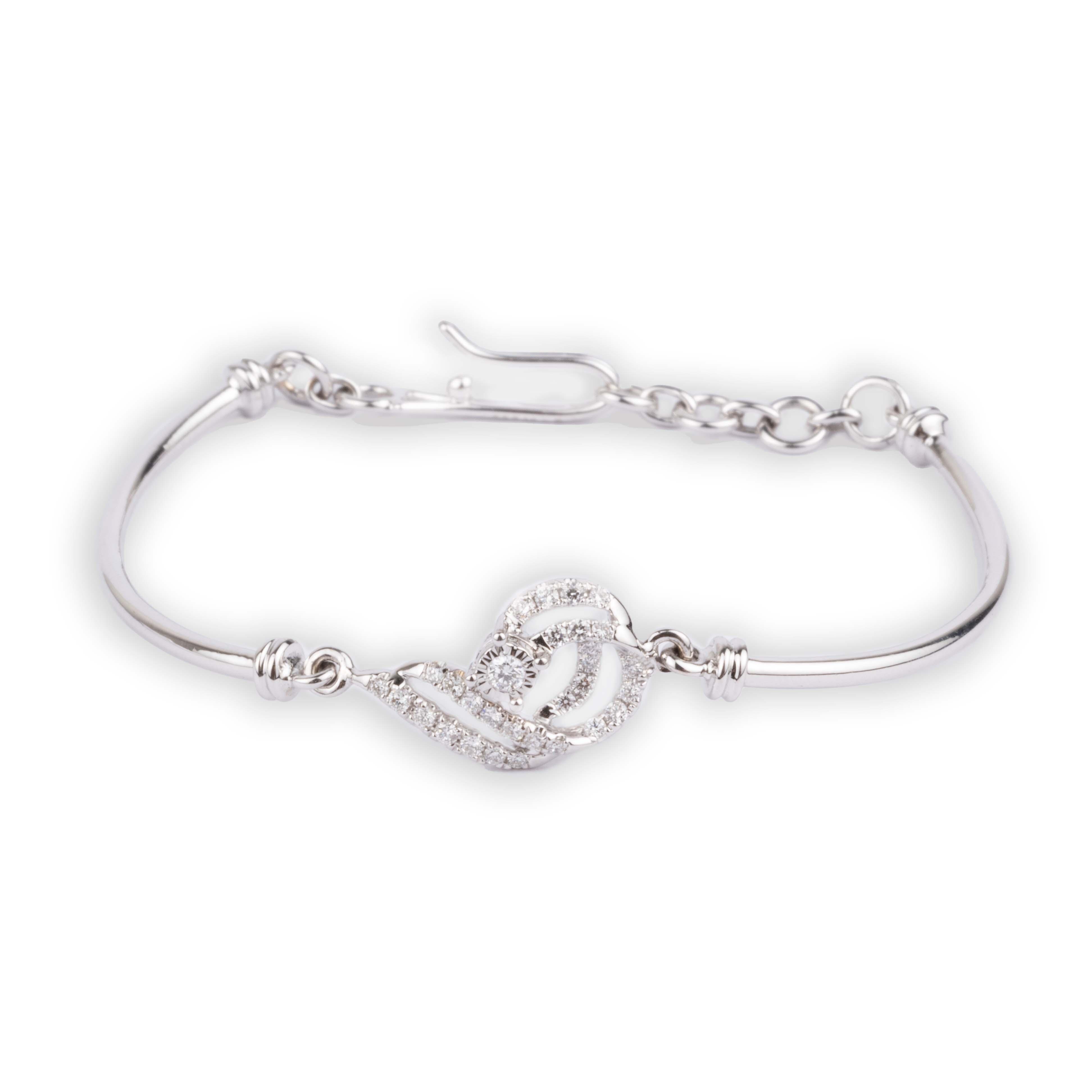 18ct White Gold Diamond Children's Bangle Bracelet MCS2948 - Minar Jewellers