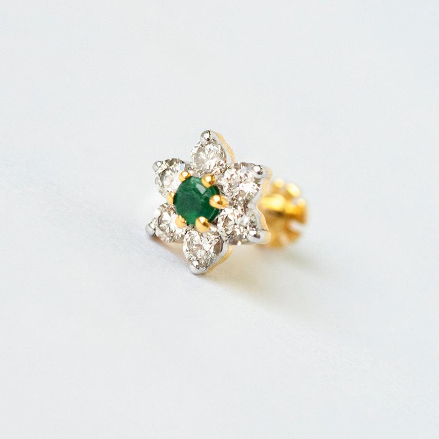 18ct Gold Diamond and Gemstone Screw Back Nose Stud - Minar Jewellers