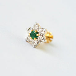 18ct Gold Diamond and Gemstone Screw Back Nose Stud - Minar Jewellers