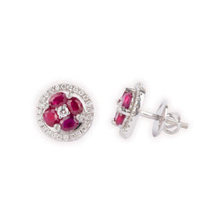 18ct White Gold Diamond & Ruby Chain, Pendant and Earrings Set CH-O0210 MCS4646 MCS4647 - Minar Jewellers
