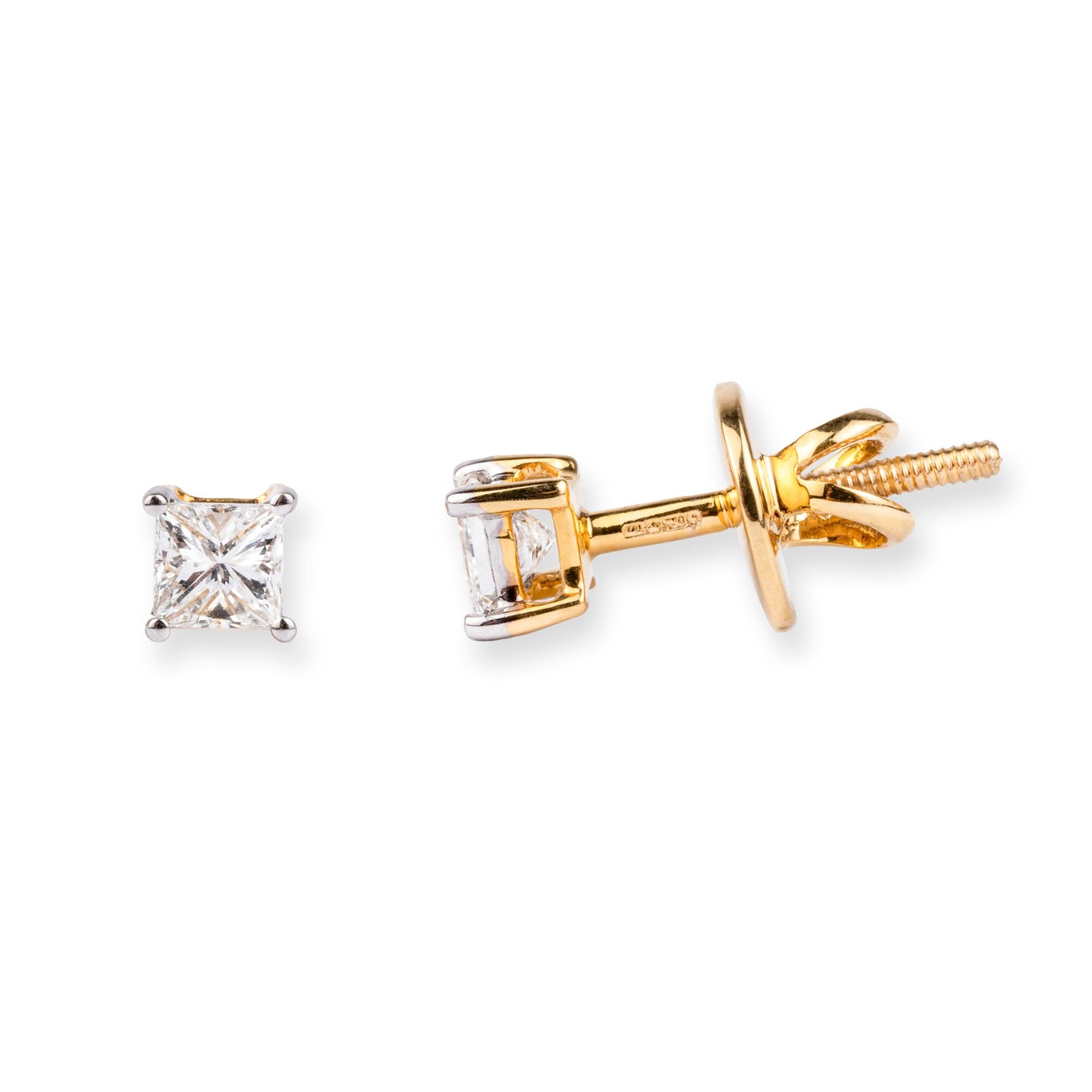 18ct Yellow/White Gold Diamond Ear Studs (0.36ct/0.37ct) MCS4704 - Minar Jewellers