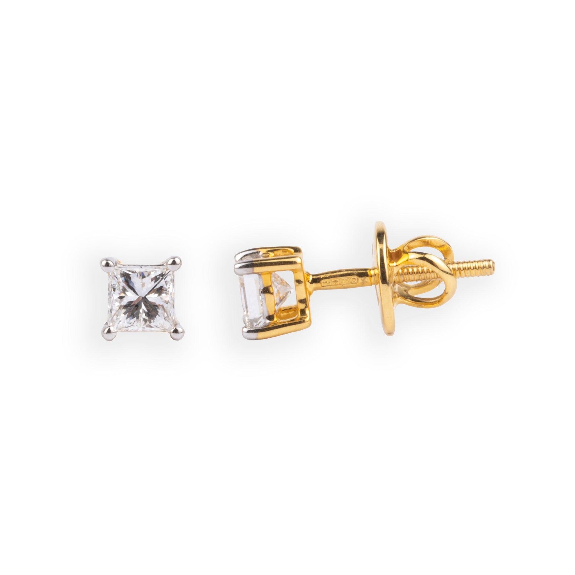 18ct Yellow/White Gold Diamond Ear Studs (0.59ct) MCS4710 - Minar Jewellers
