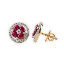 18ct Yellow Gold Diamond & Ruby Pendant and Earrings Set MCS4755 MCS4756 - Minar Jewellers