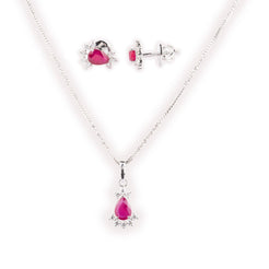 18ct White Gold Diamond & Ruby Pendant and Earrings Set MCS4773 MCS4774 - Minar Jewellers