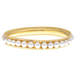 22ct Gold and Cultured Pearl Bangle (32.1g) B-1524 - Minar Jewellers
