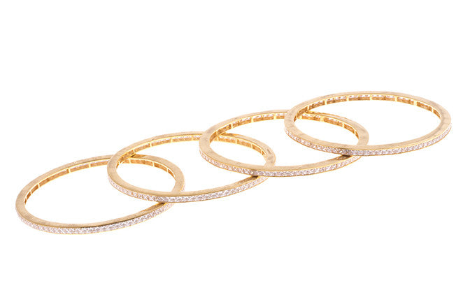 Stone Set 22ct Gold and Cubic Zirconia Bangles (B-1555) - Four
