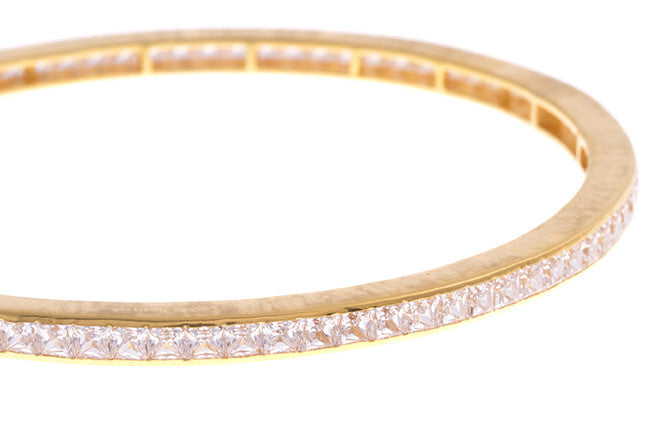 Stone Set 22ct Gold and Cubic Zirconia Bangles (B-1555) - Close Up_1
