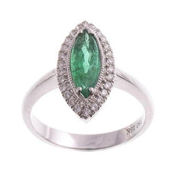 18ct White Gold Emerald & Diamond Dress Ring, Minar Jewellers - 3