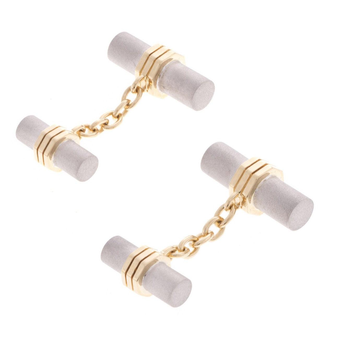 18ct White & Yellow Gold Men's Cufflinks, Minar Jewellers - 2