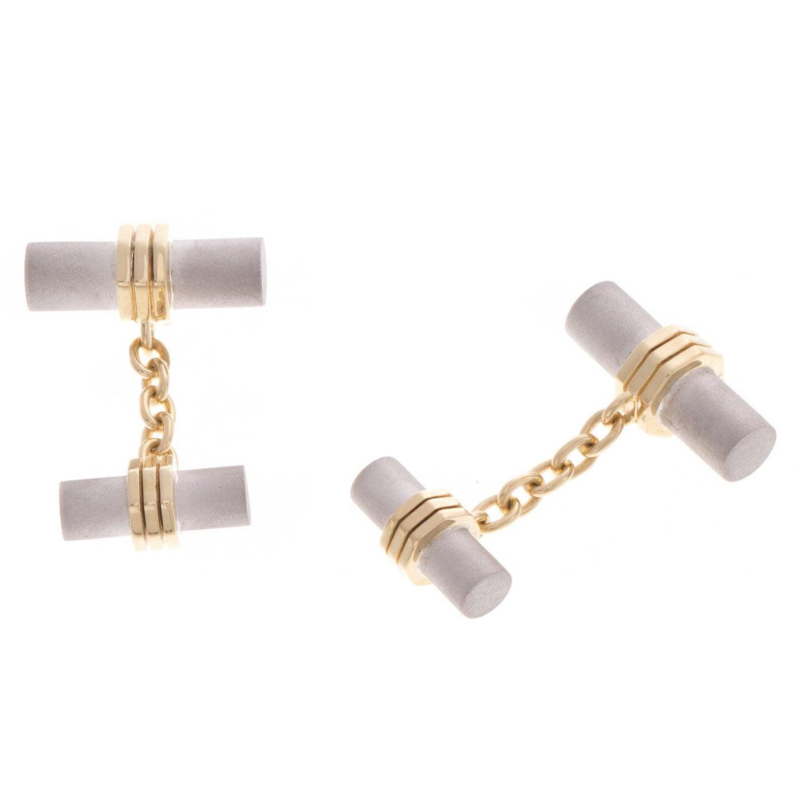 18ct White & Yellow Gold Men's Cufflinks CU-2537 - Minar Jewellers