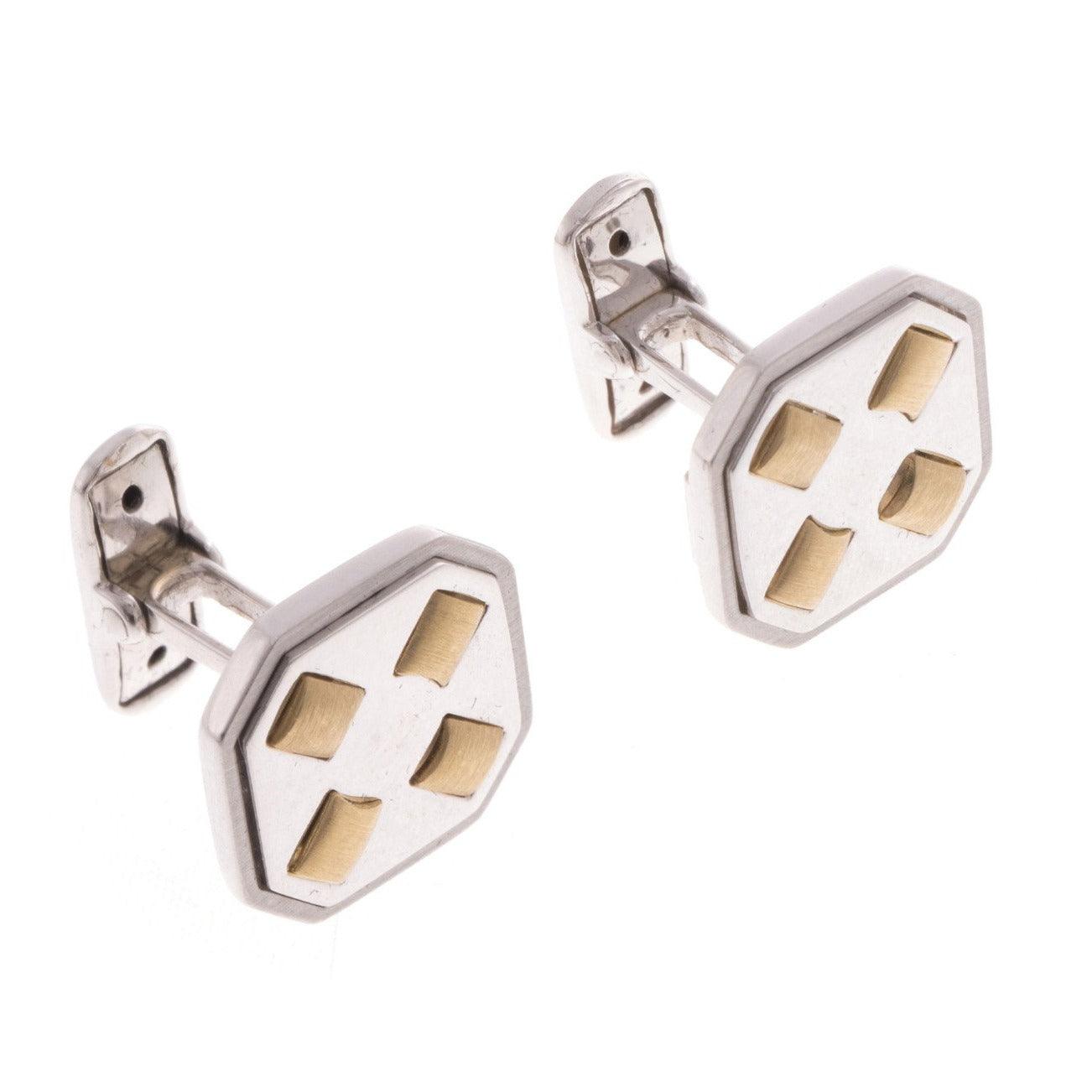 18ct White & Yellow Gold Men's Cufflinks, Minar Jewellers - 3