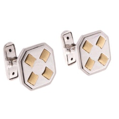 18ct White & Yellow Gold Men's Cufflinks CU-2538 - Minar Jewellers
