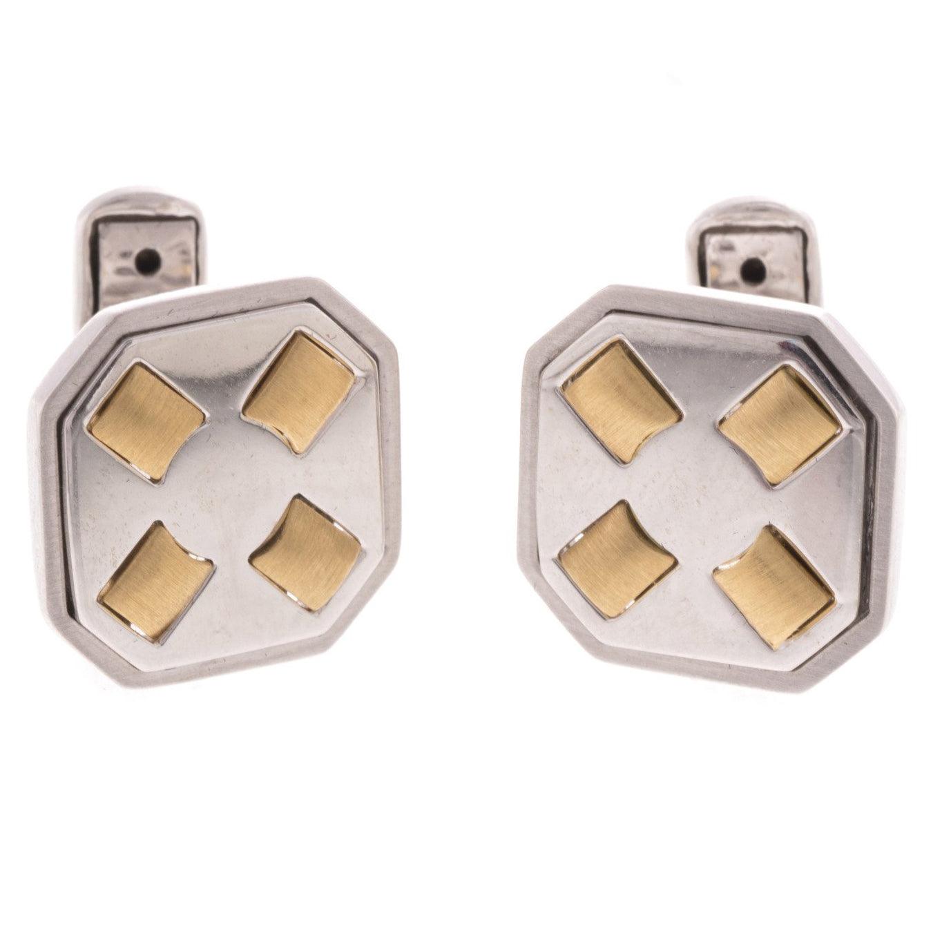 18ct White & Yellow Gold Men's Cufflinks CU-2538 - Minar Jewellers