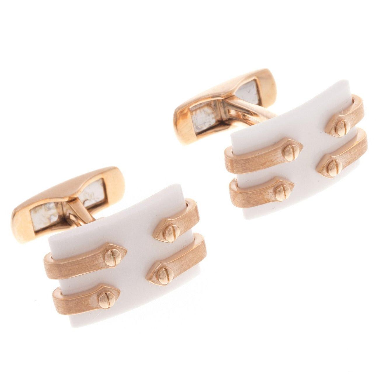 18ct Rose Gold Men's Cufflinks, Minar Jewellers - 1