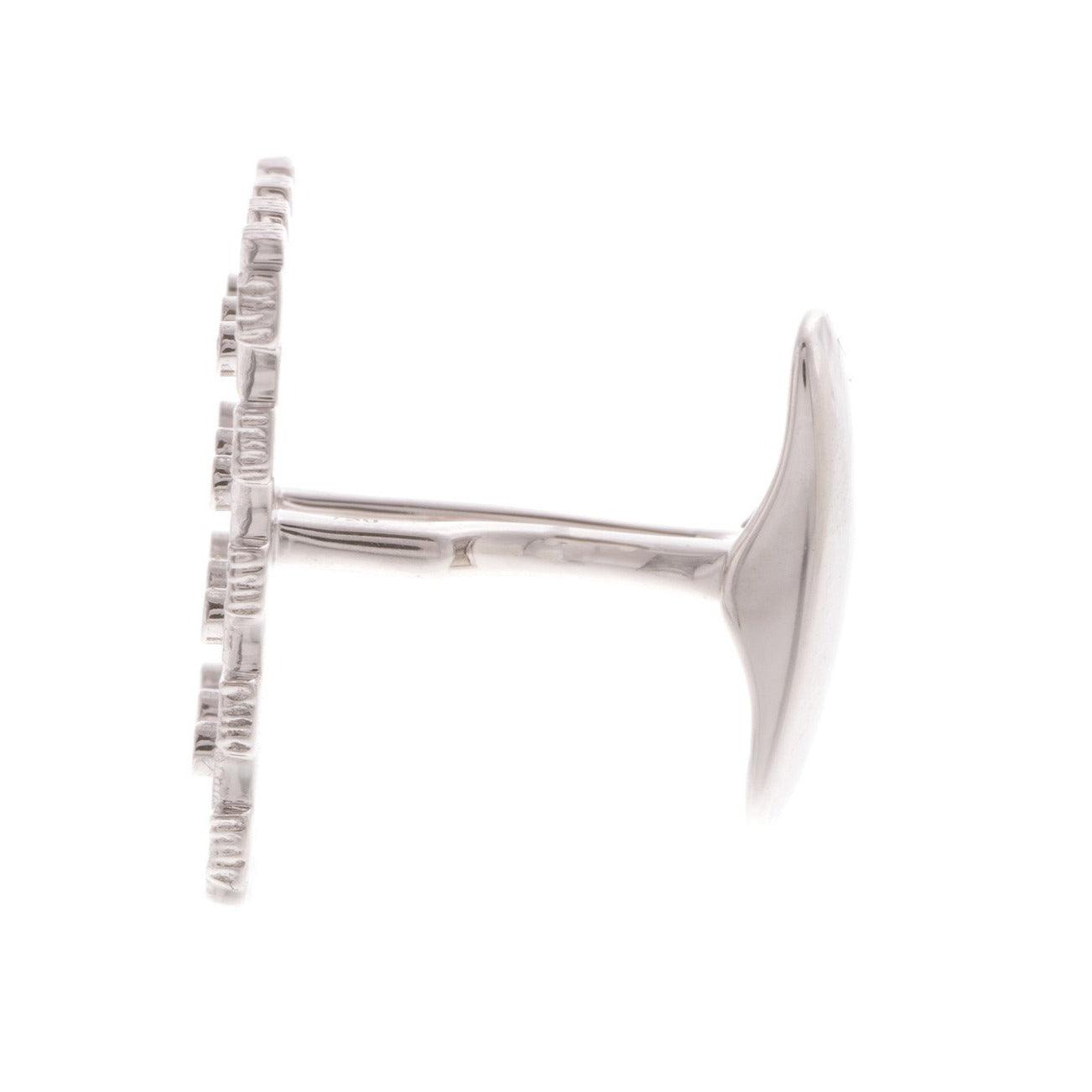 18ct White Gold Diamond Men's Cufflinks, Minar Jewellers - 3