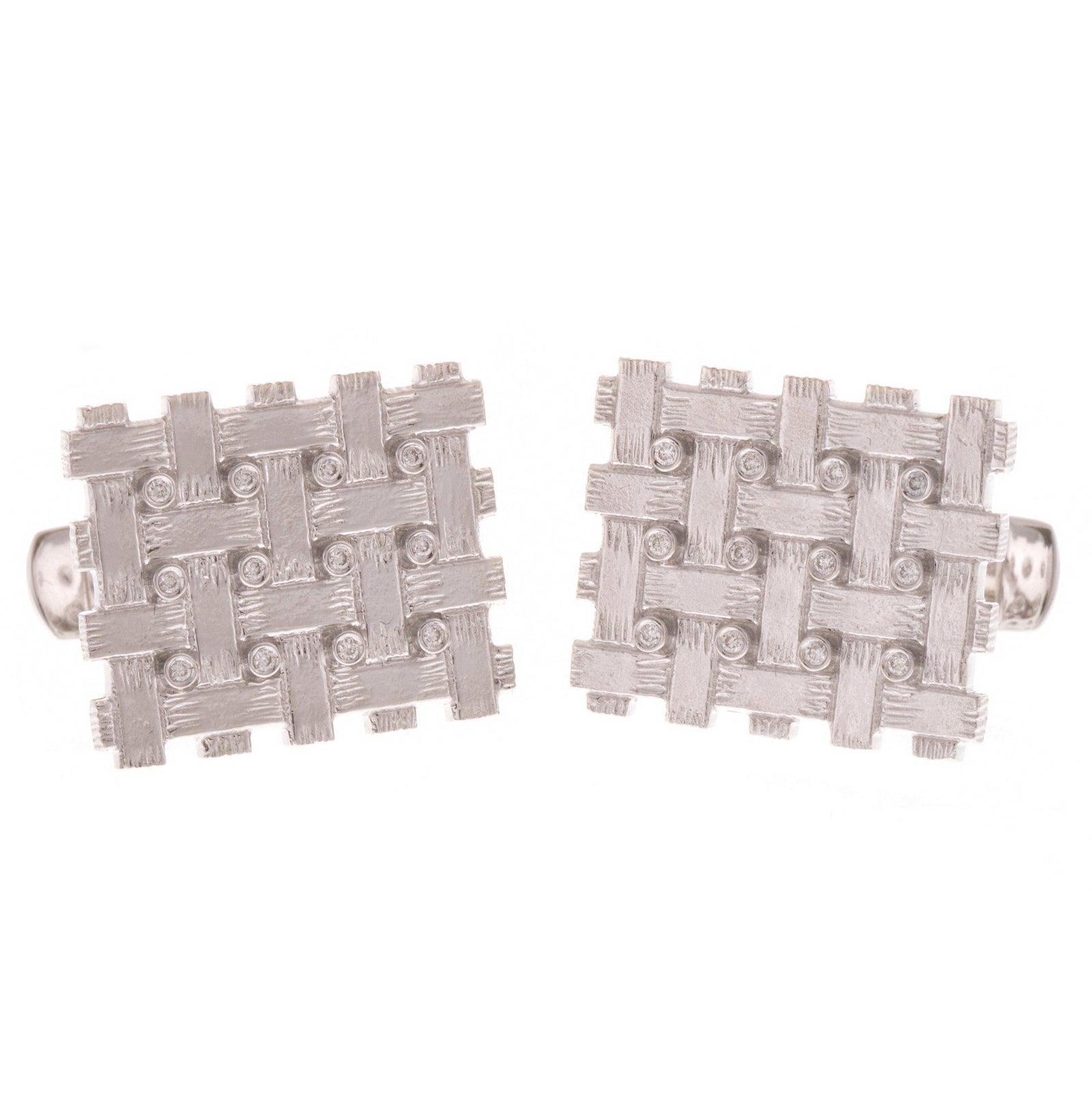 18ct White Gold Diamond 0.09ct Men's Cufflinks (CVDV3030E) - Minar Jewellers