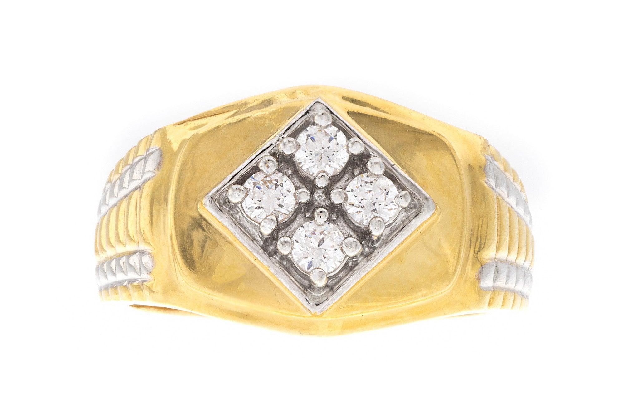 22ct Yellow Gold Cubic Zirconia Men's Ring, Minar Jewellers - 3
