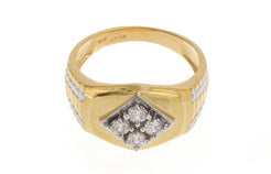 22ct Yellow Gold Cubic Zirconia Men's Ring, Minar Jewellers - 4