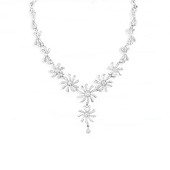 18ct White Gold Necklace and Earrings set with Cubic Zirconia stones (36.7g) N&E-4904 - Minar Jewellers