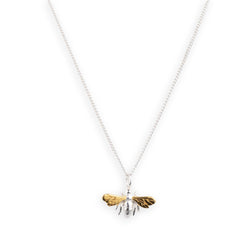 Sterling Silver Two-Tone Bee Pendant and Chain N-7872 - Minar Jewellers
