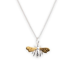 Sterling Silver Two-Tone Bee Pendant and Chain N-7872 - Minar Jewellers