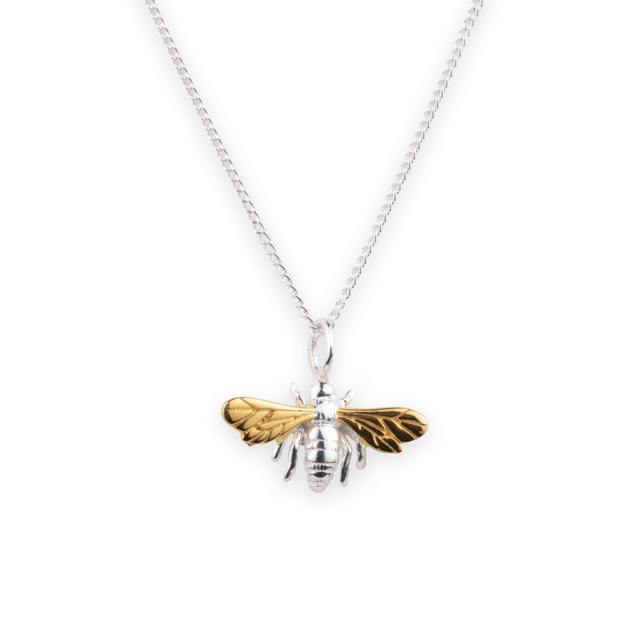 Sterling Silver Two-Tone Bee Pendant and Chain N-7872
