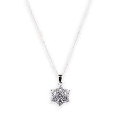 Sterling Silver Cubic Zirconia Cluster Pendant and Chain N-7871 - Minar Jewellers