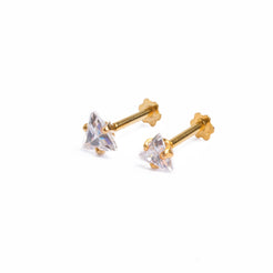 18ct Yellow Gold Screw Back Nose Stud set with a Triangular Shaped Cubic Zirconia NIP-4-120 - Minar Jewellers