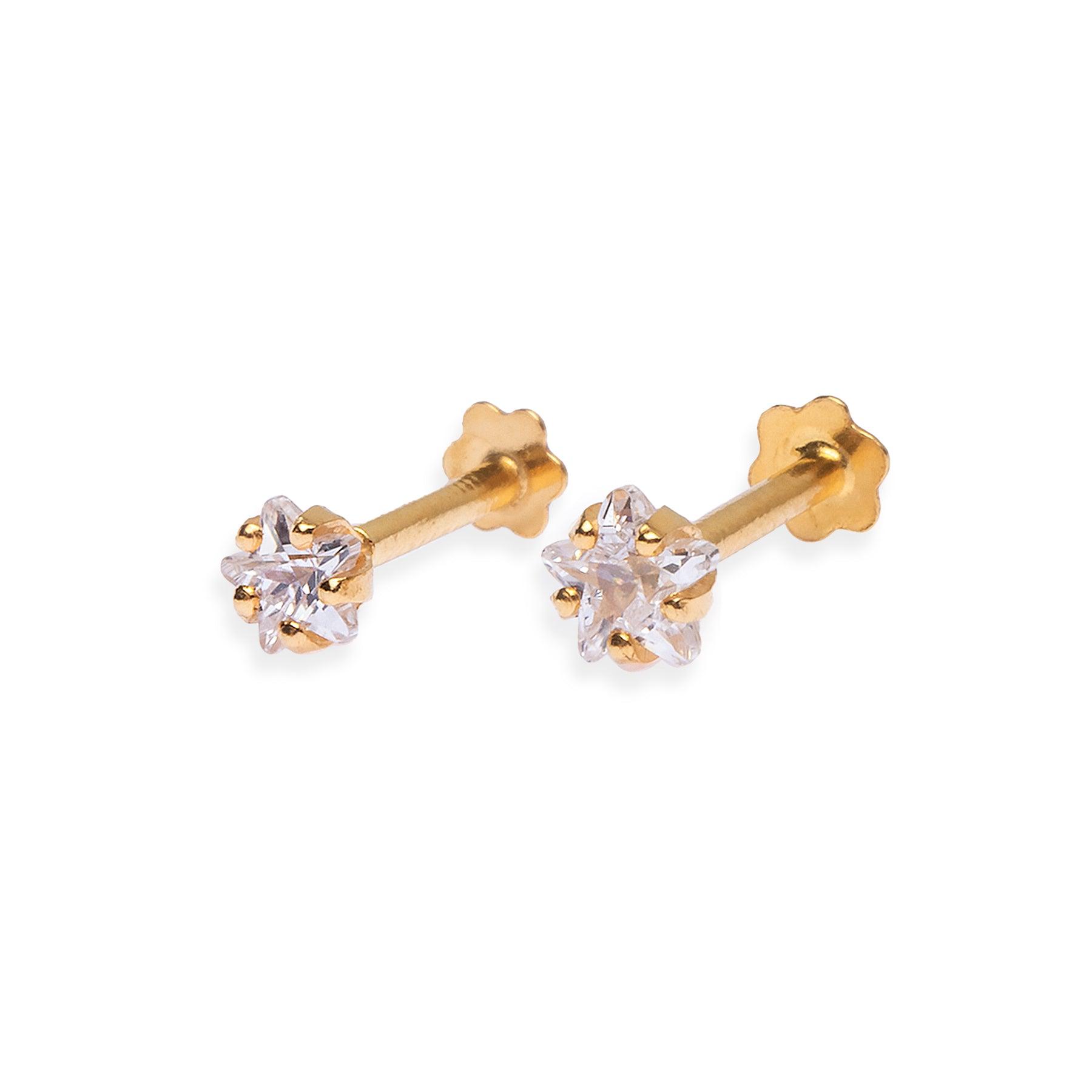 18ct Yellow Gold Screw Back Nose Stud set with a Star Shaped Cubic Zirconia (3mm - 3.5mm) NIP-4-620 - Minar Jewellers