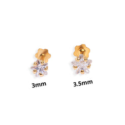 18ct Yellow Gold Screw Back Nose Stud set with a Star Shaped Cubic Zirconia (3mm - 3.5mm) NIP-4-620 - Minar Jewellers