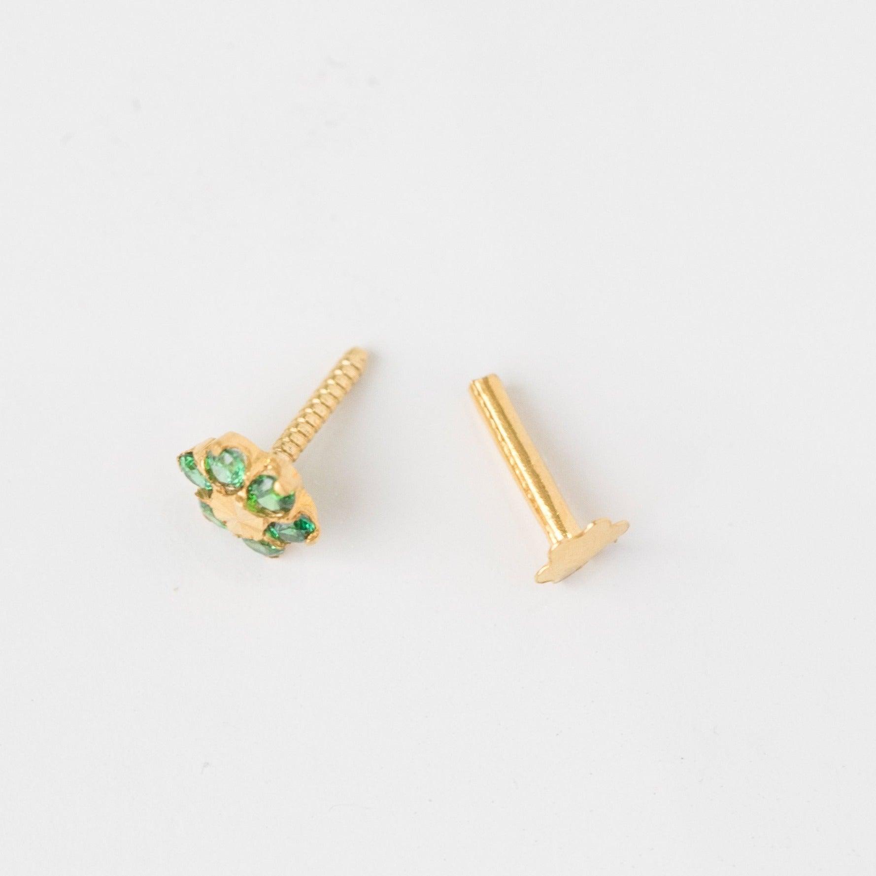 18ct Yellow Gold Nose Stud set with six coloured Cubic Zirconia Stones NIP-4-870 - Minar Jewellers